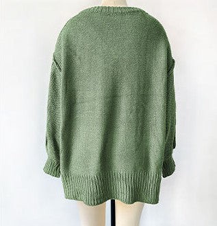 Deep V-Neck Slouchy Oversized Knit Jumper - view 2