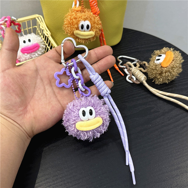 Fuzzy Pom Pom Face Plush Keychain - view 1