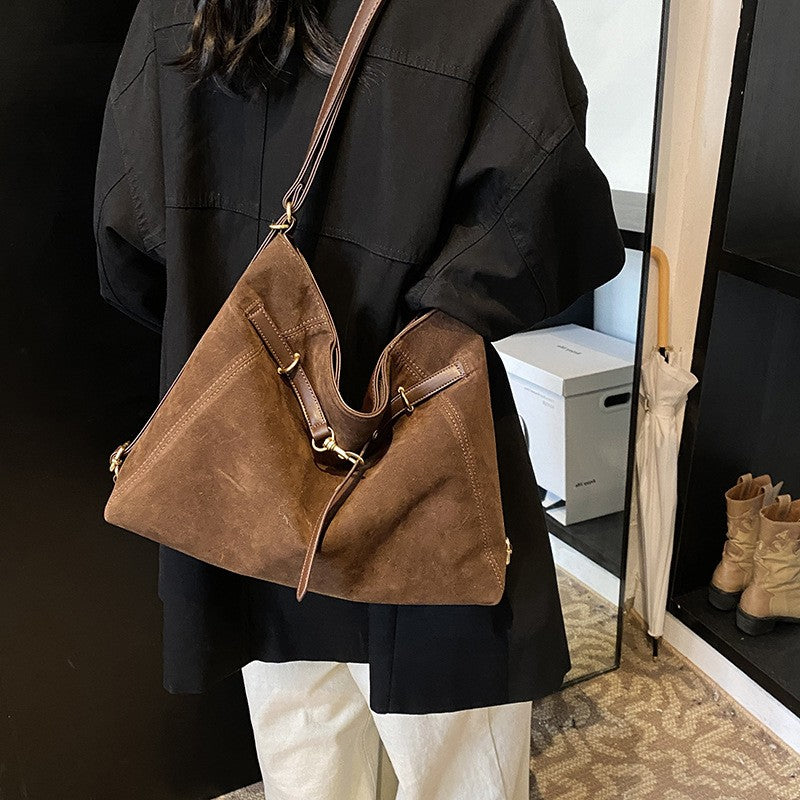 Belted Faux Suede Convertible Hobo Backpack