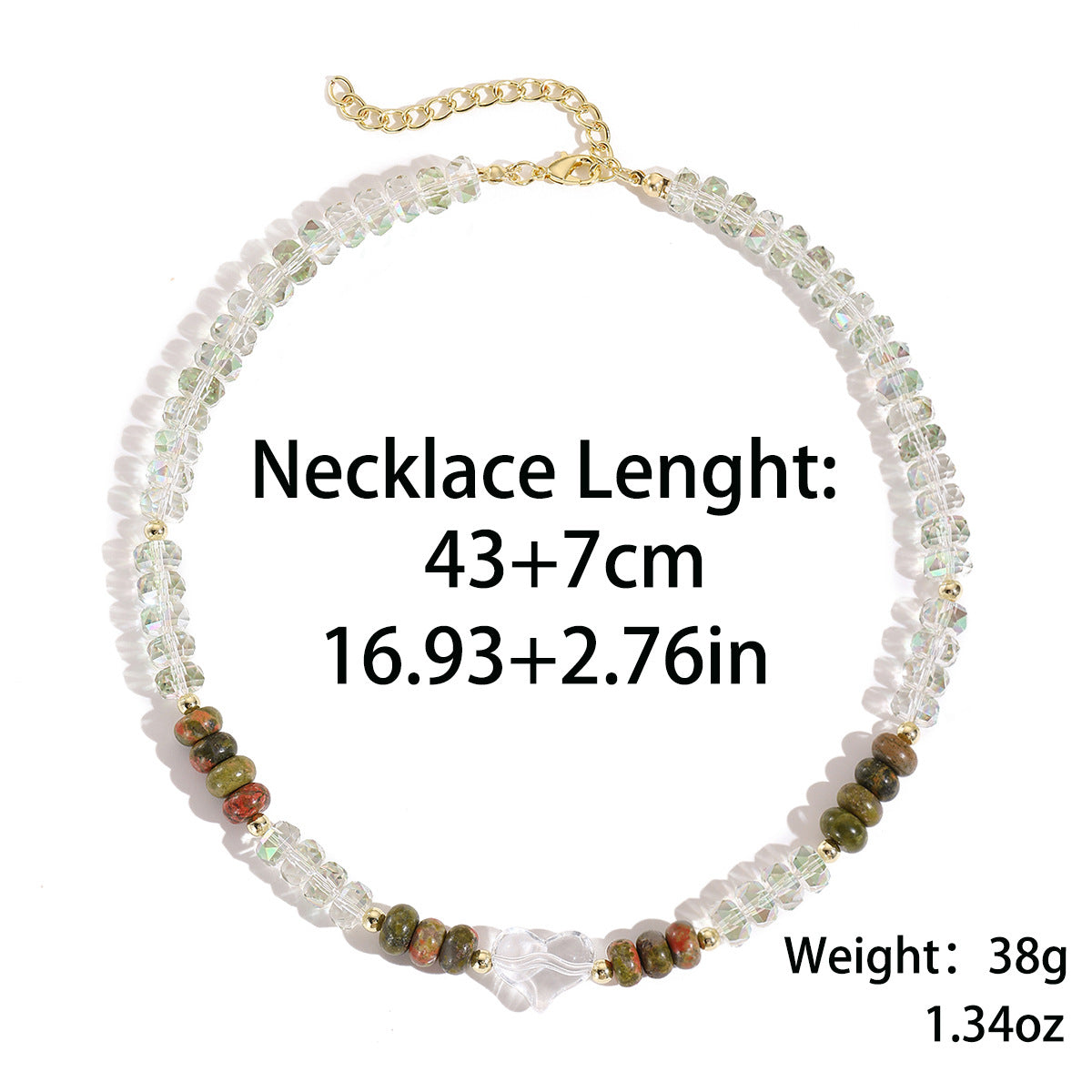 Beaded Crystal Stone Choker with Dainty Gold Charm - Crystal