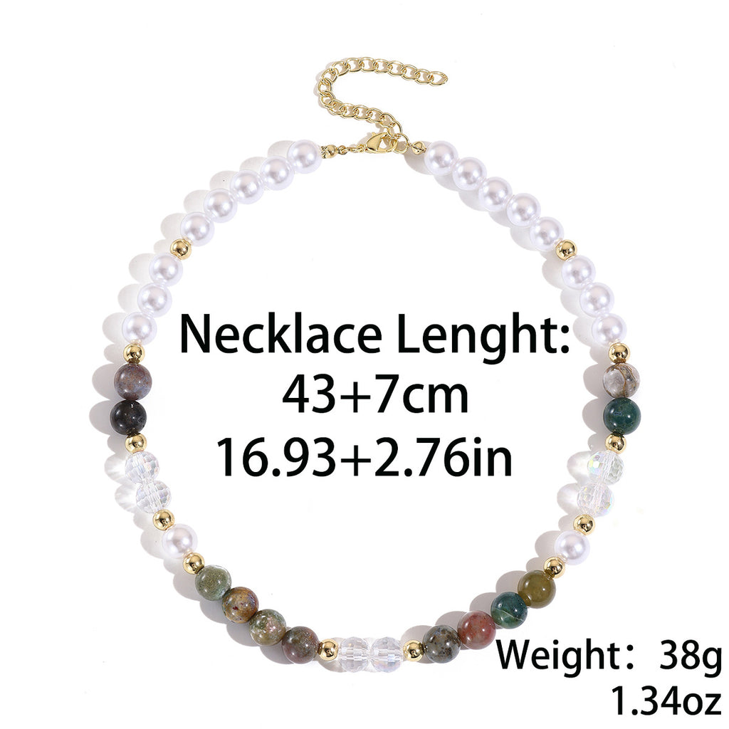 Beaded Crystal Stone Choker with Dainty Gold Charm - Green