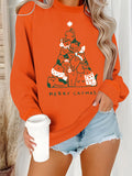 Christmas Cat Tree Graphic Sweatshirt - Orange