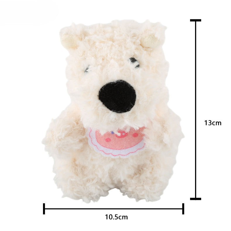 Fluffy Terrier Puppy Plush Keychain Charm - view 1