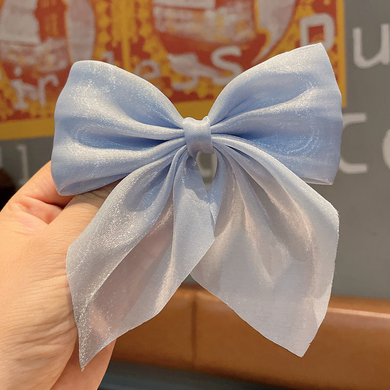 Large Fabric Bow Hair Barrette - Blue_1