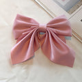 Large Fabric Bow Hair Barrette - Pink