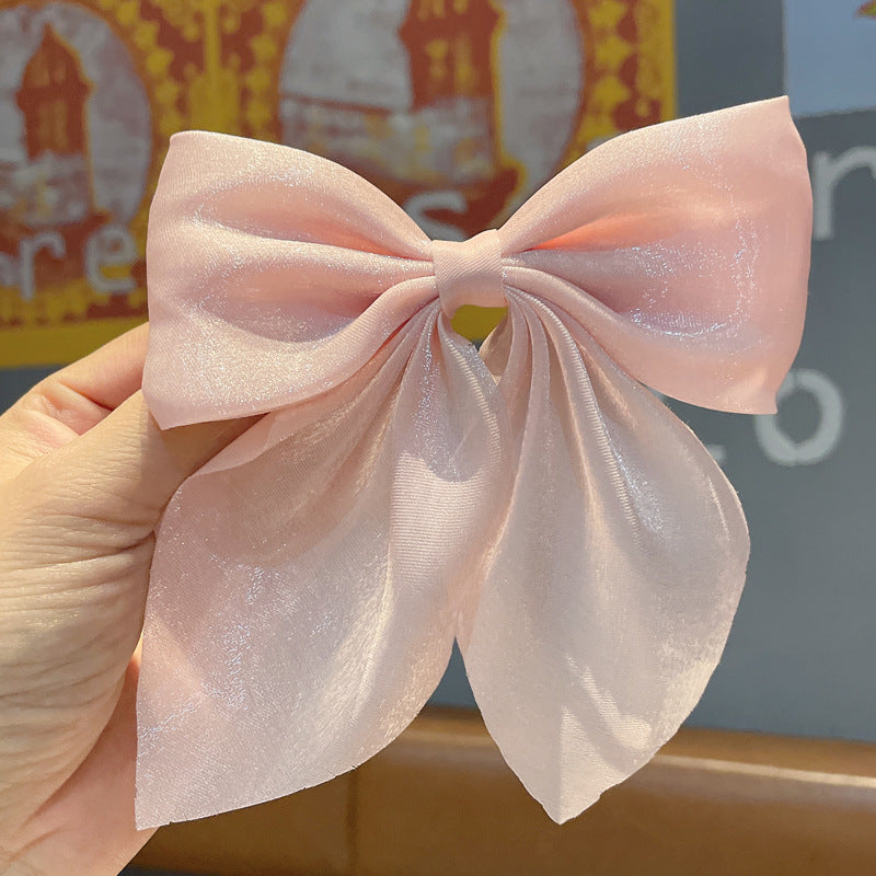 Large Fabric Bow Hair Barrette - Pink_1