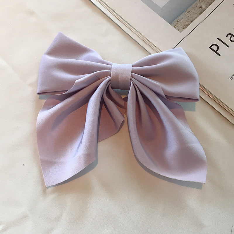 Large Fabric Bow Hair Barrette - Purple