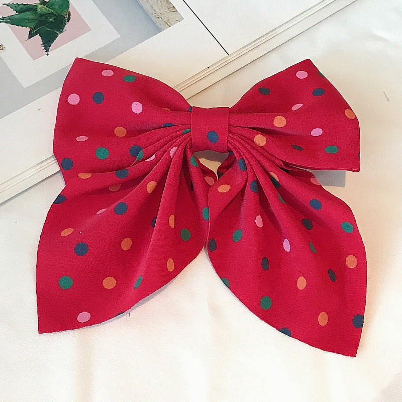 Large Fabric Bow Hair Barrette - WineRed_3