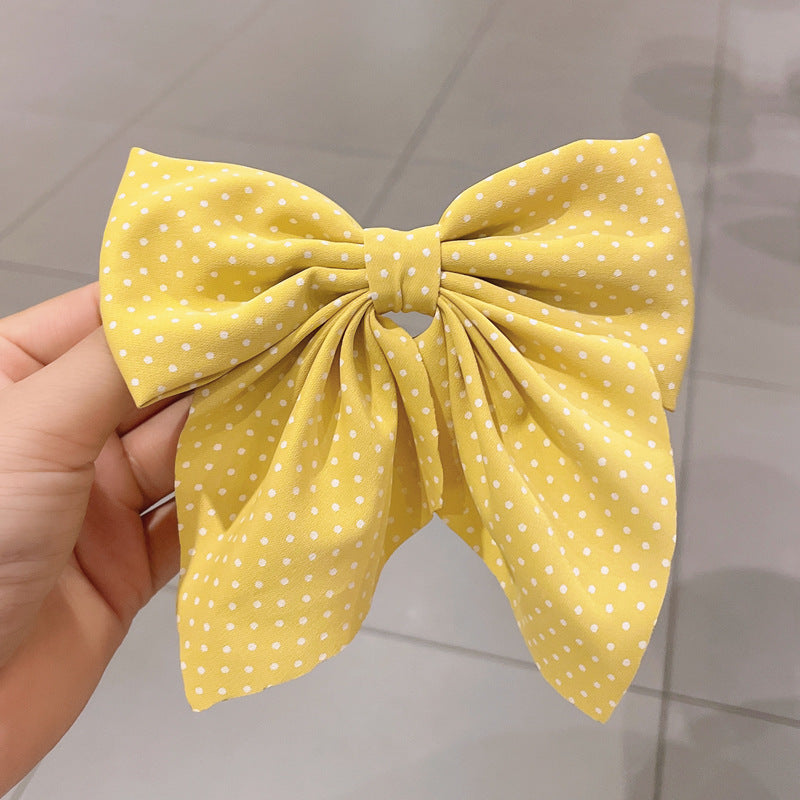 Large Fabric Bow Hair Barrette - Yellow_4