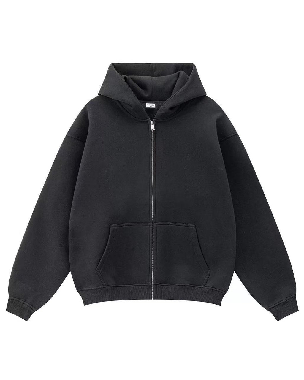 Sequin Wing Back Zip Up Hooded Sweatshirt - Black