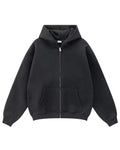 Sequin Wing Back Zip Up Hooded Sweatshirt - Black