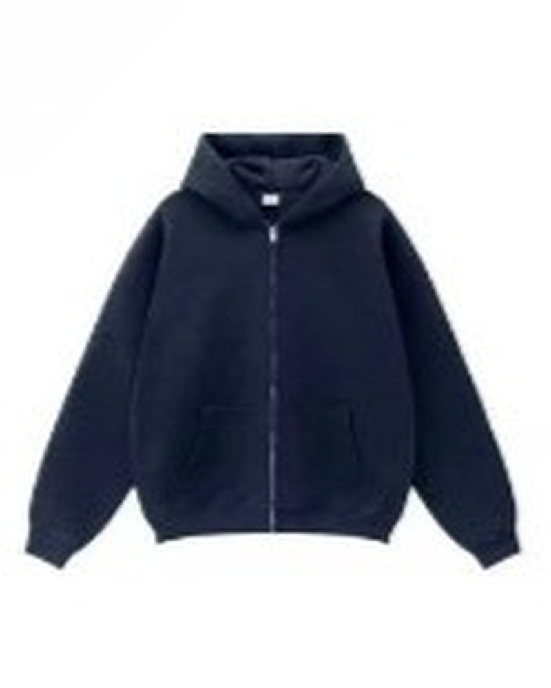 Sequin Wing Back Zip Up Hooded Sweatshirt - Navy-Blue