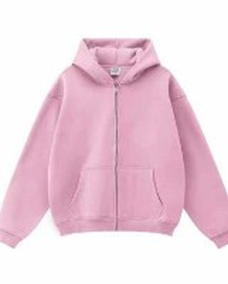 Sequin Wing Back Zip Up Hooded Sweatshirt - Pink