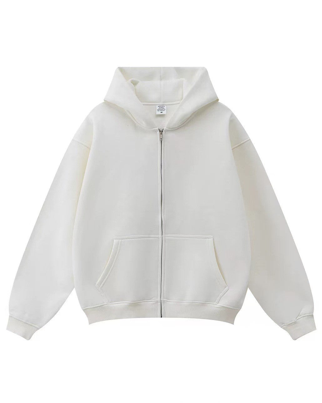Sequin Wing Back Zip Up Hooded Sweatshirt - White - 1