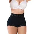 Lace Trim High-Waist Shaping Boxer Pants - Black