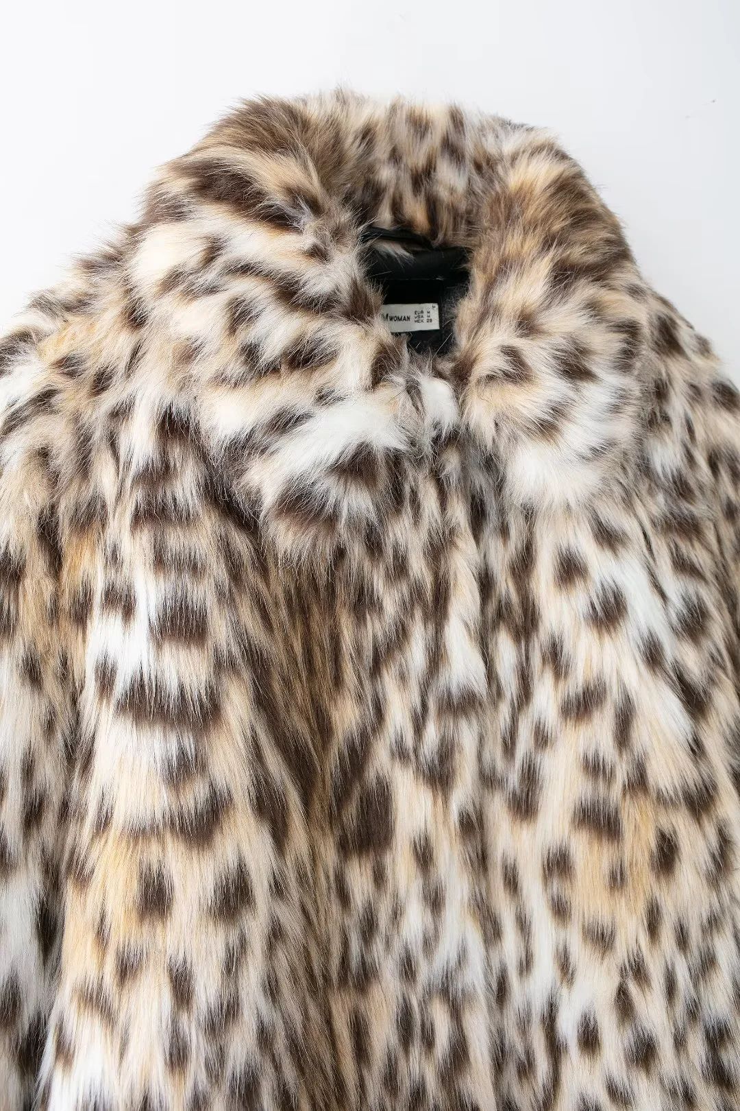 Leopard Faux Fur Notch Lapel Coat - Brown - 7