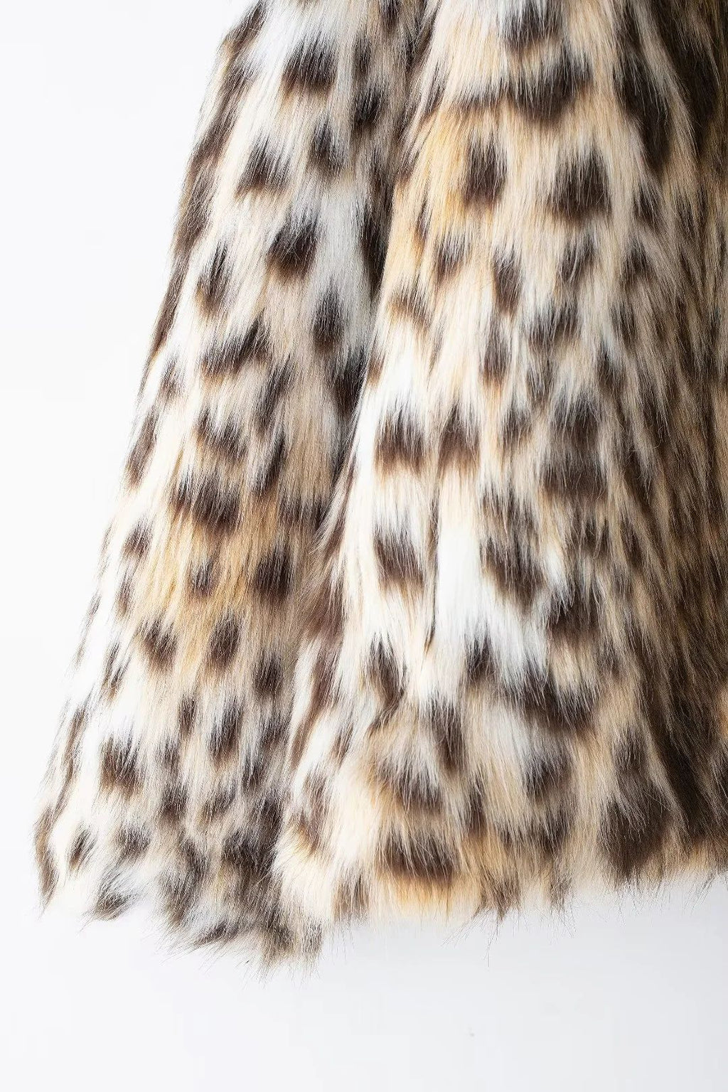 Leopard Faux Fur Notch Lapel Coat - Brown - 8