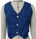 Fitted Denim Button Front Vest - Blue