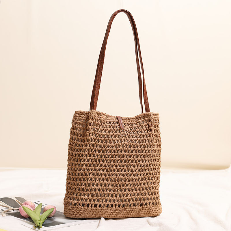 Crochet Bucket Shoulder Bag With Tassel - view 1