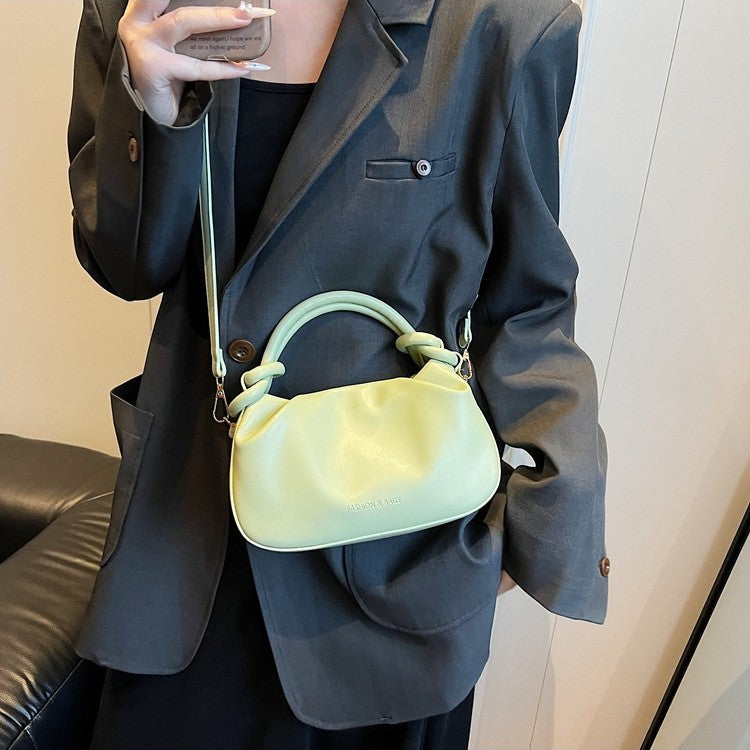 Ruched Knot Handle Mini Bag with Crossbody Strap