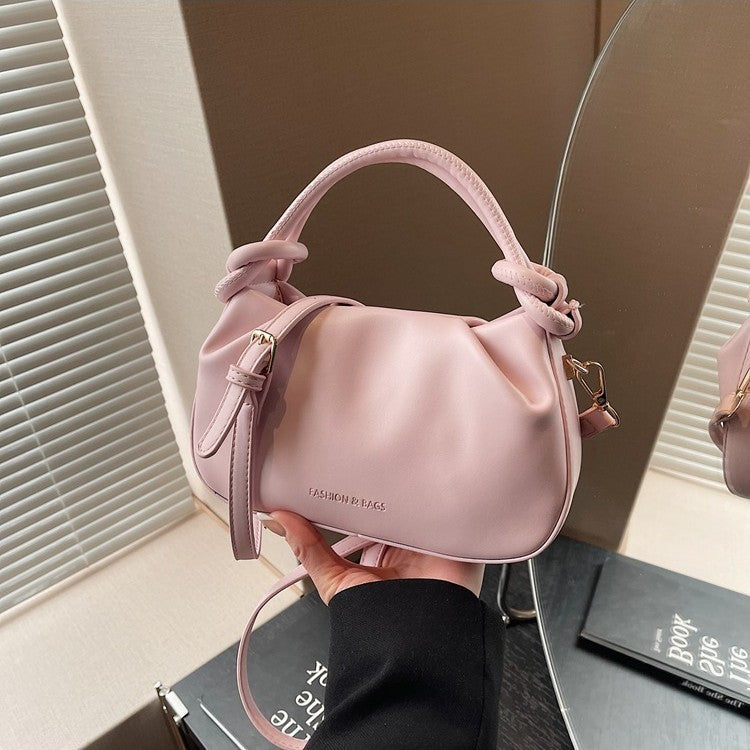 Ruched Knot Handle Mini Bag with Crossbody Strap