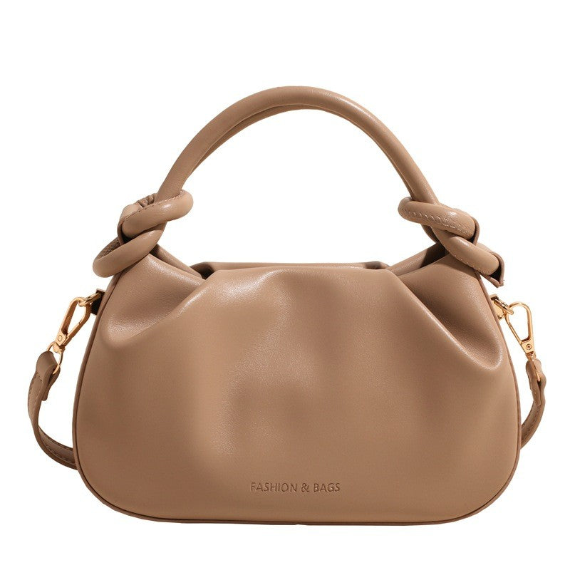 Ruched Knot Handle Mini Bag with Crossbody Strap