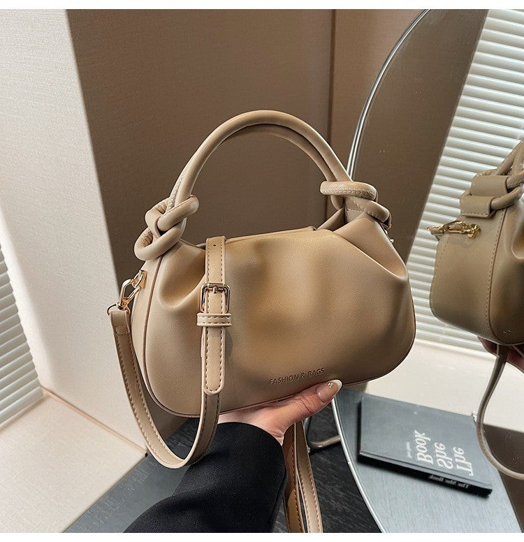 Ruched Knot Handle Mini Bag with Crossbody Strap