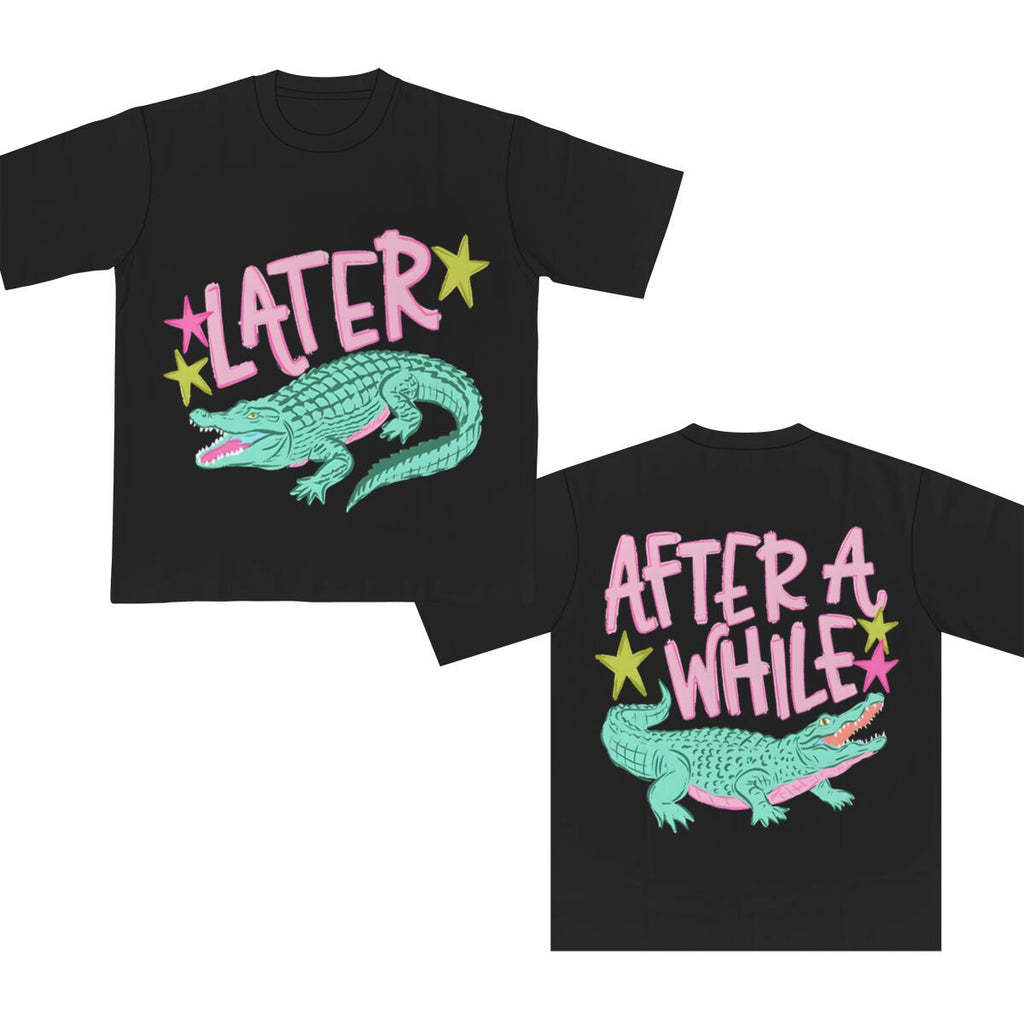Two Sided Alligator Star Graphic Tee - Black