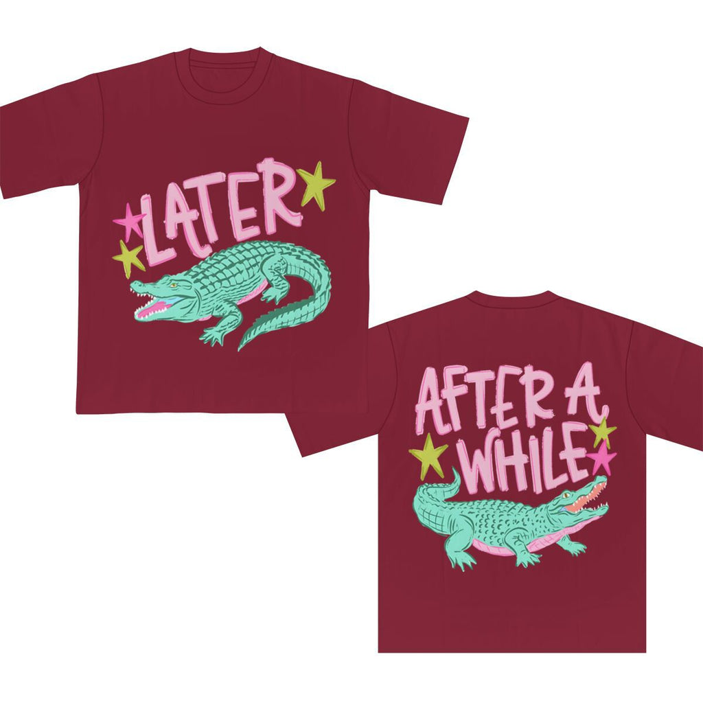 Two Sided Alligator Star Graphic Tee - Burgundy
