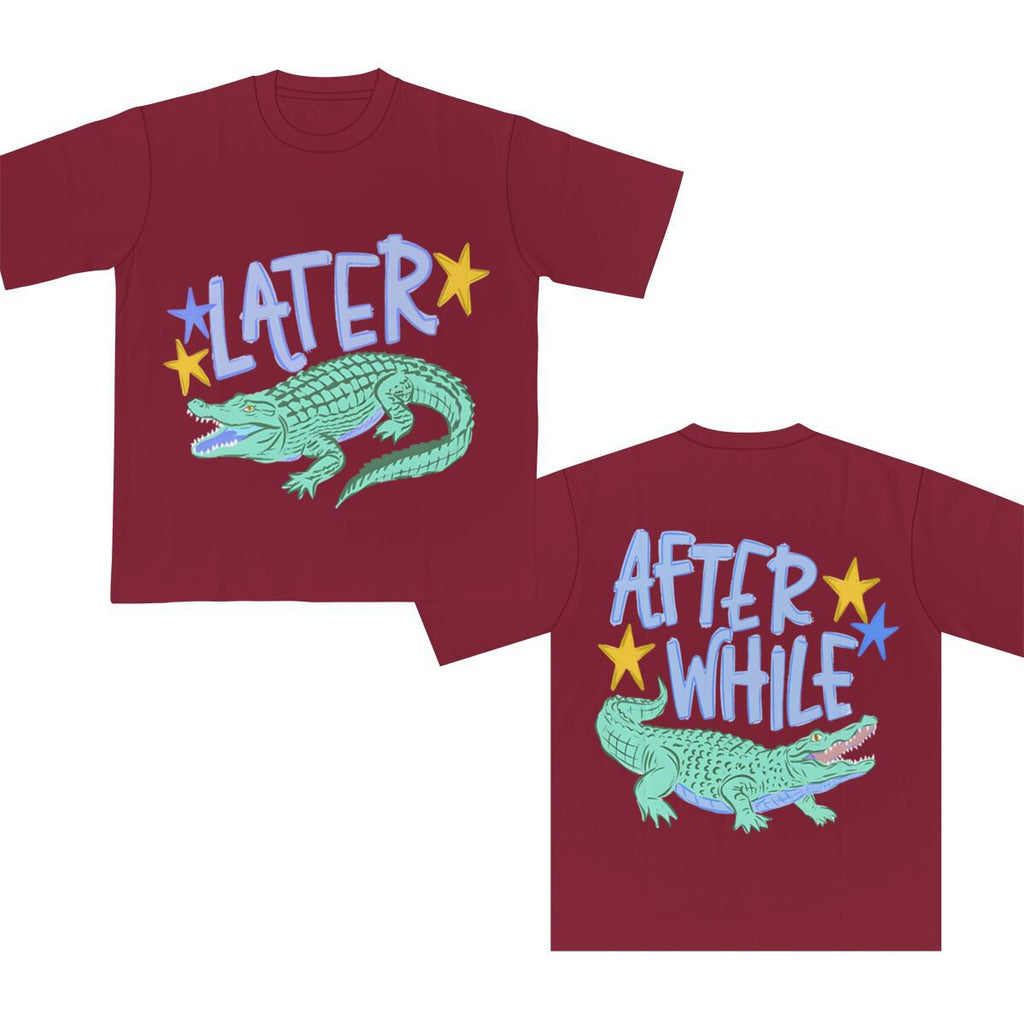 Two Sided Alligator Star Graphic Tee - Burgundy01