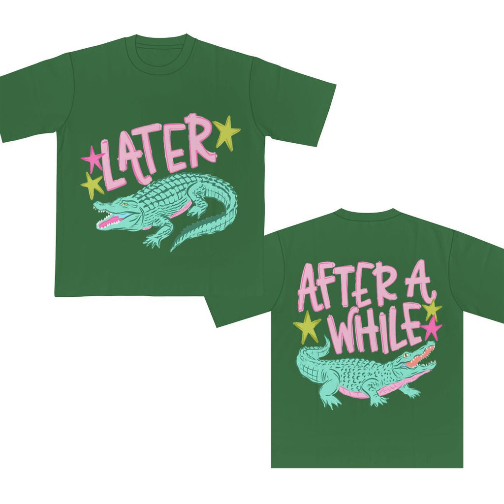 Two Sided Alligator Star Graphic Tee - DarkGreen