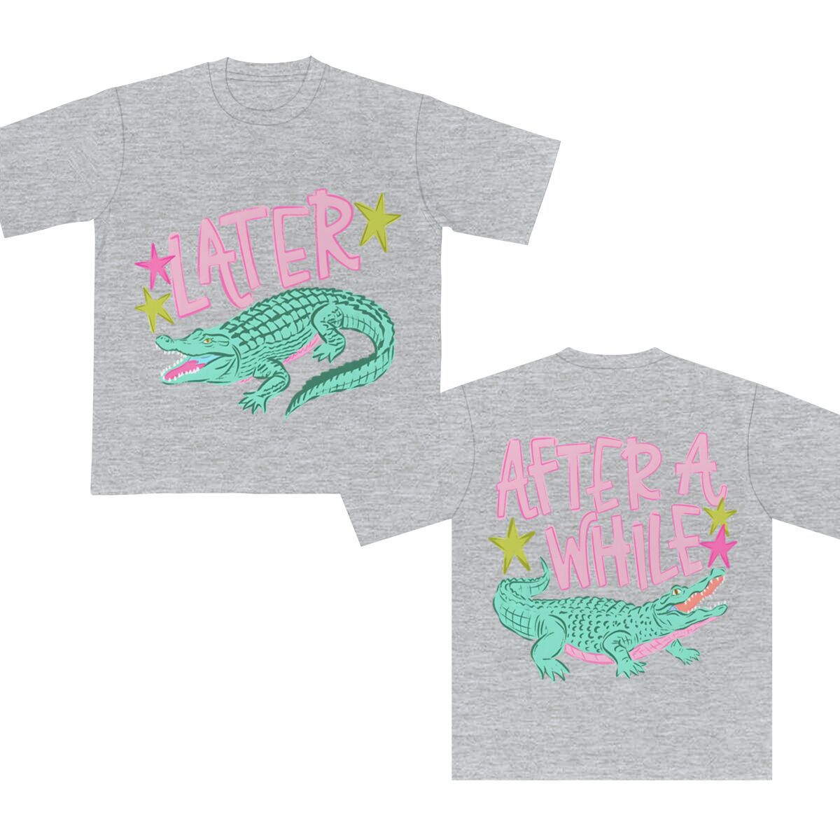 Two Sided Alligator Star Graphic Tee - Grey