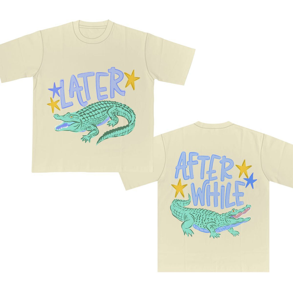 Two Sided Alligator Star Graphic Tee - Khaki01