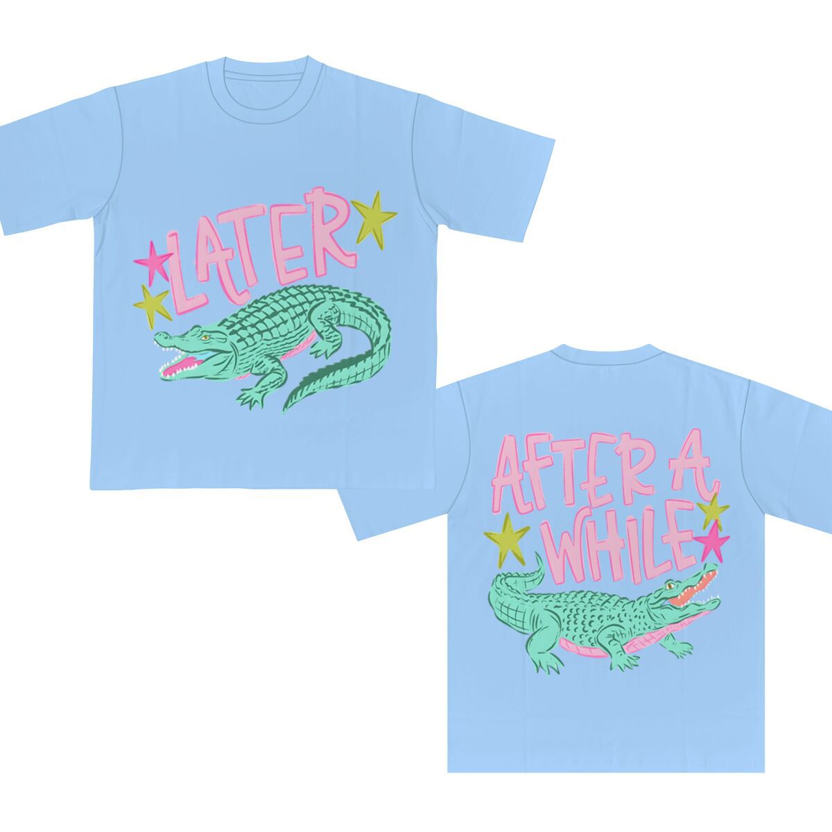 Two Sided Alligator Star Graphic Tee - LightBlue
