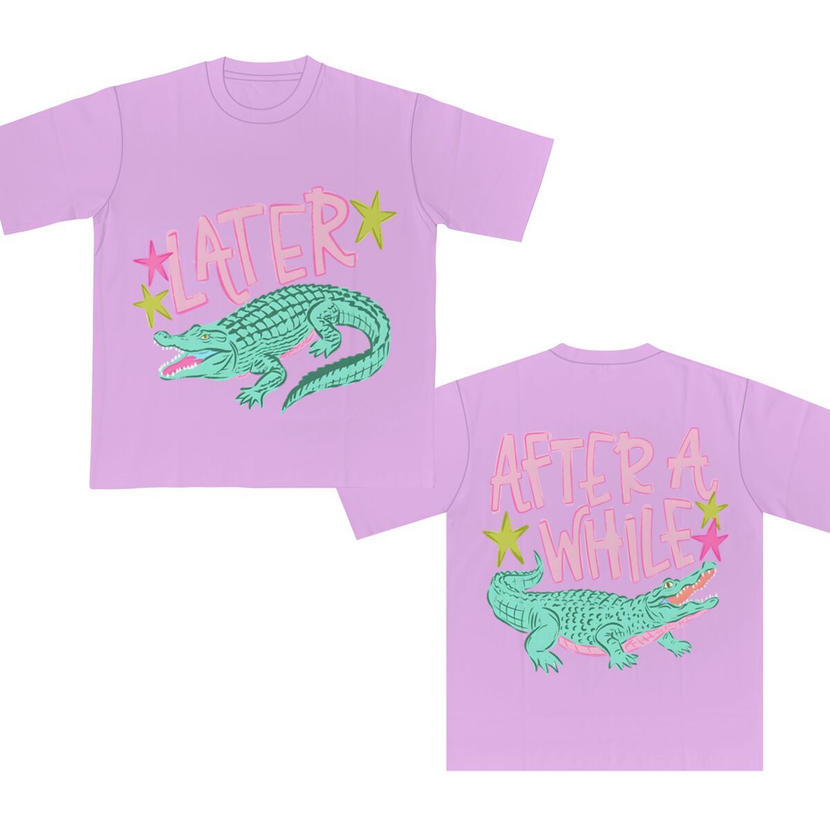 Two Sided Alligator Star Graphic Tee - LightPurple
