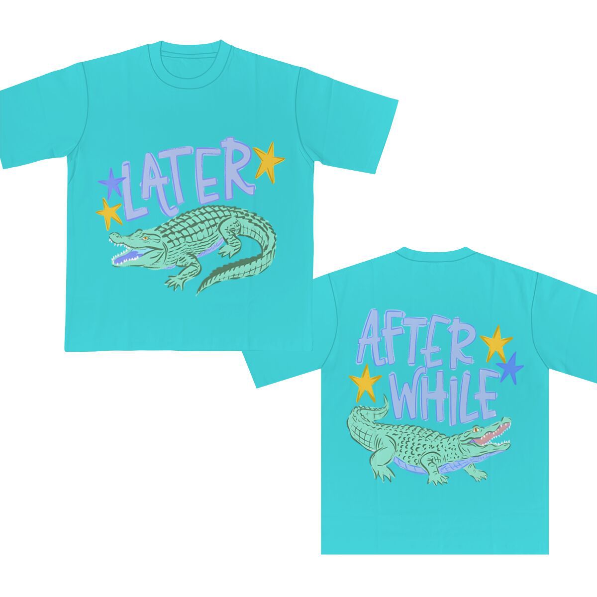 Two Sided Alligator Star Graphic Tee - Mint01