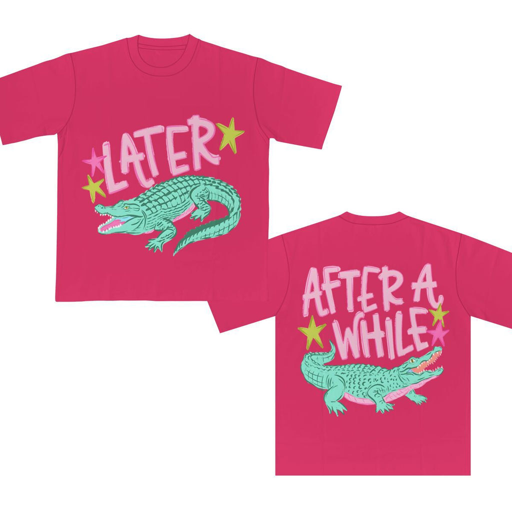 Two Sided Alligator Star Graphic Tee - RoseRed