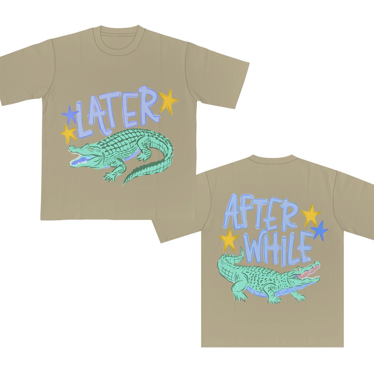 Two Sided Alligator Star Graphic Tee - Sand01