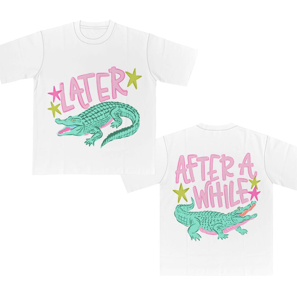 Two Sided Alligator Star Graphic Tee - White
