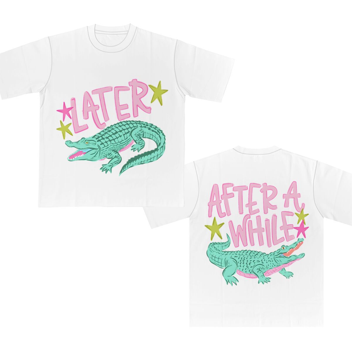 Two Sided Alligator Star Graphic Tee - White