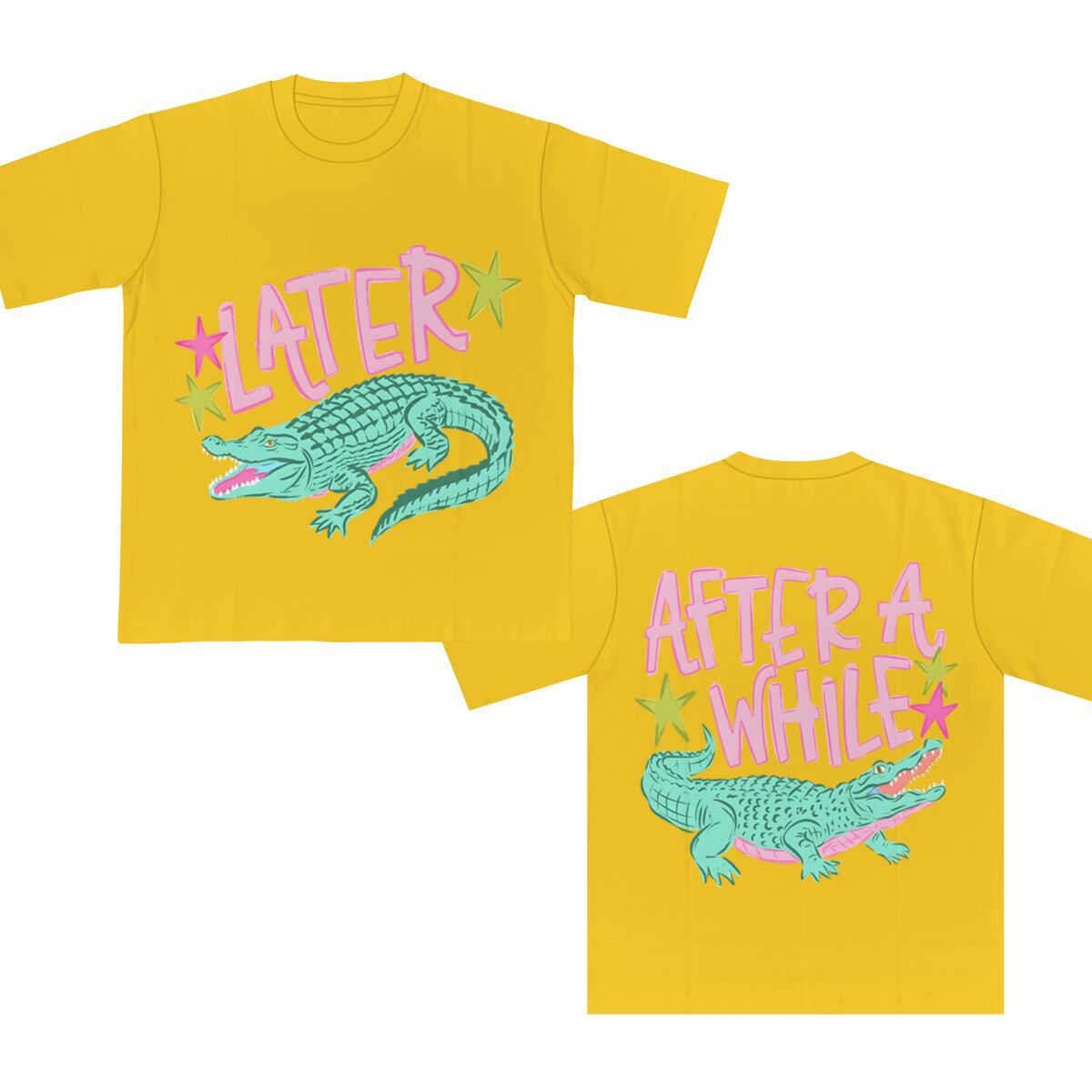 Two Sided Alligator Star Graphic Tee - Yellow