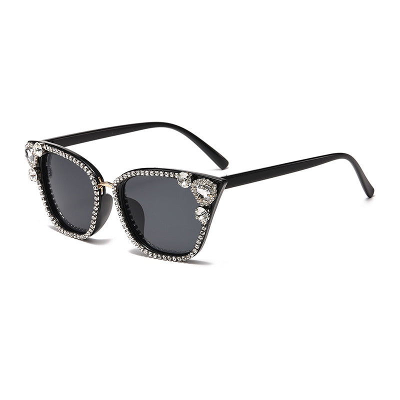 Crystal Pave Cat Eye Sunglasses - Black