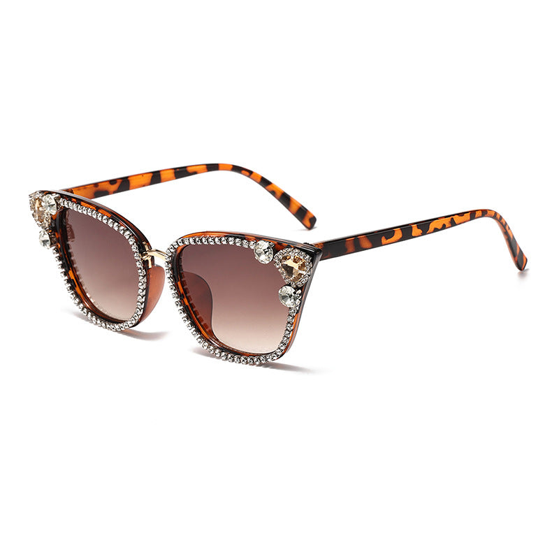 Crystal Pave Cat Eye Sunglasses - Leopard