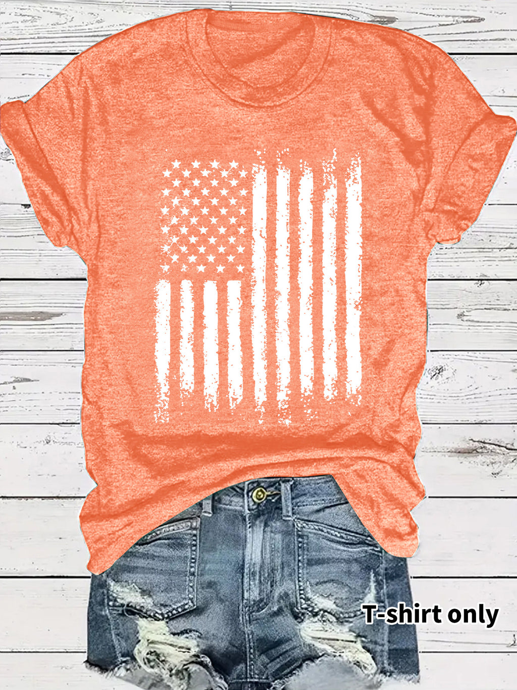 Distressed Vertical Flag Graphic Tee - Orange