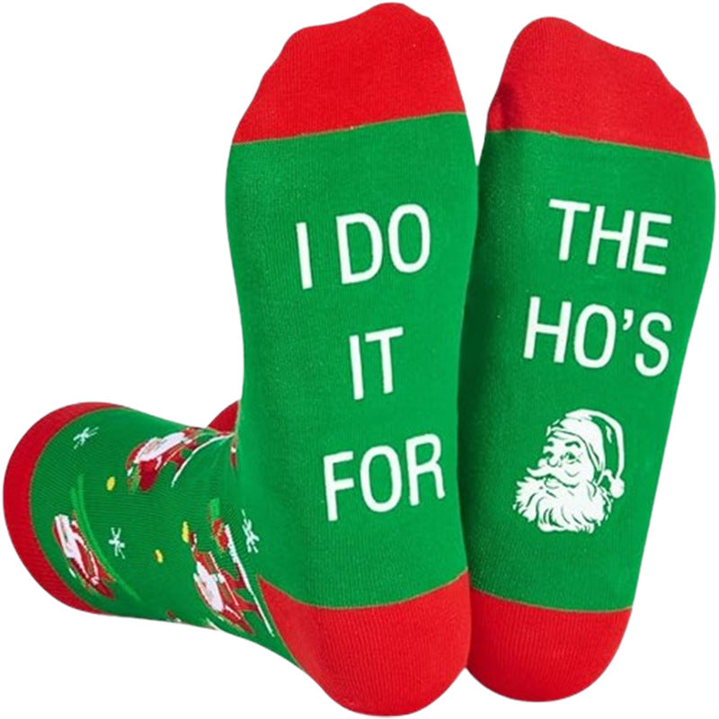 Funny Slogan Christmas Crew Socks - Color_1