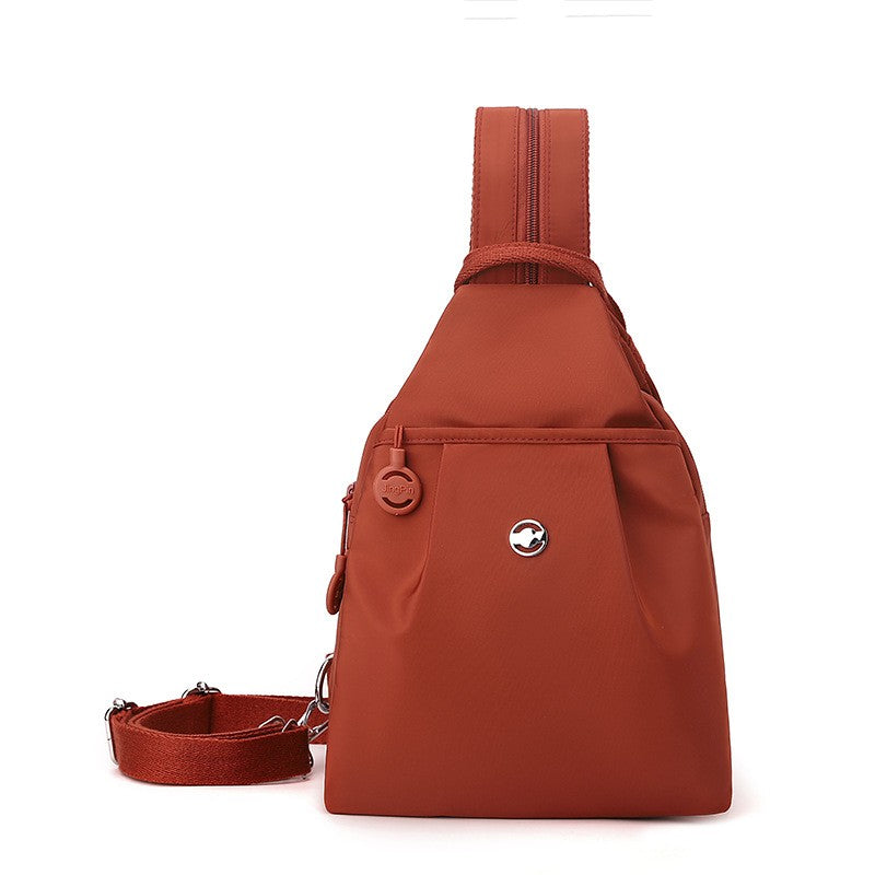 Water Repellent Pleated Nylon Sling Backpack - Burnt Orange