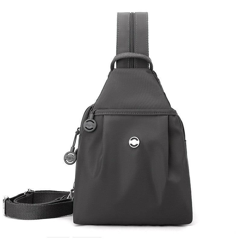 Water Repellent Pleated Nylon Sling Backpack - Charcoal
