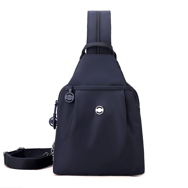 Water Repellent Pleated Nylon Sling Backpack - Navy