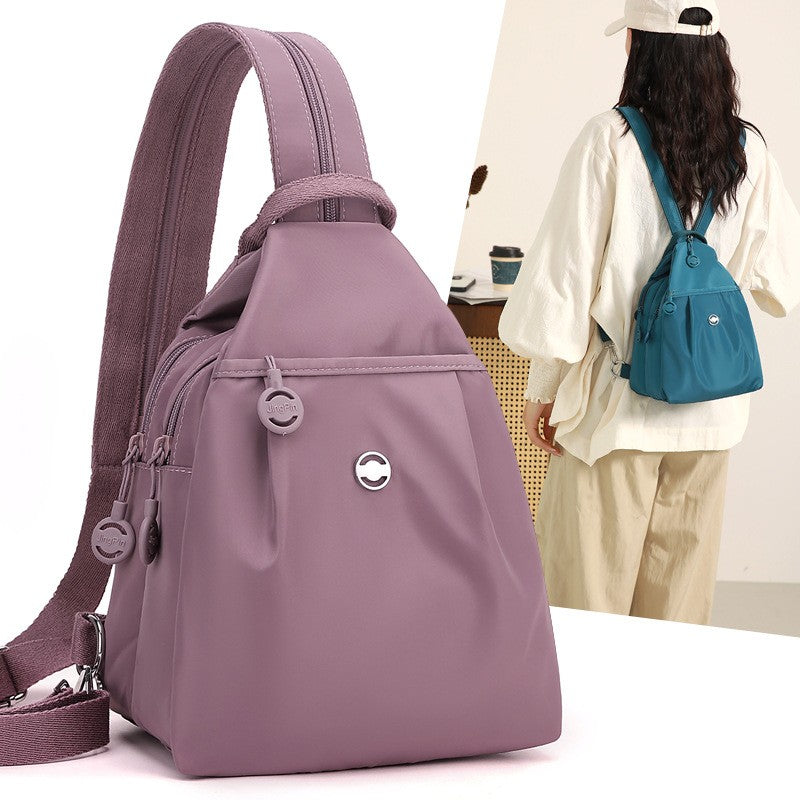 Water Repellent Pleated Nylon Sling Backpack