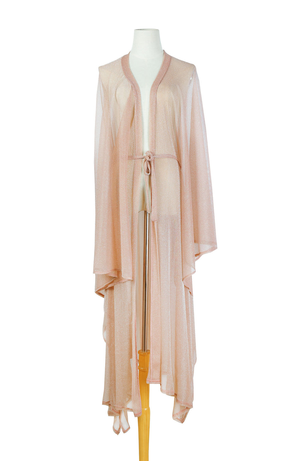 Sheer Sparkle Knit Long Beach Kimono - Rose Gold - 5